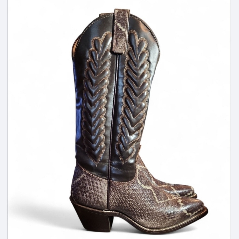 New Women’s Dark Brown Texas Brand Cowboy Boots Leather Style 4791 Size 5 M USA
